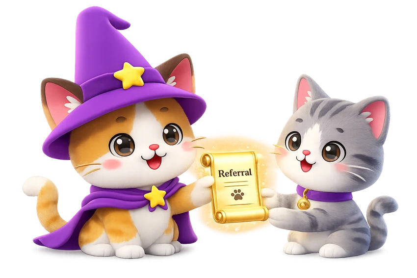 Two friendly cats sharing an invitation